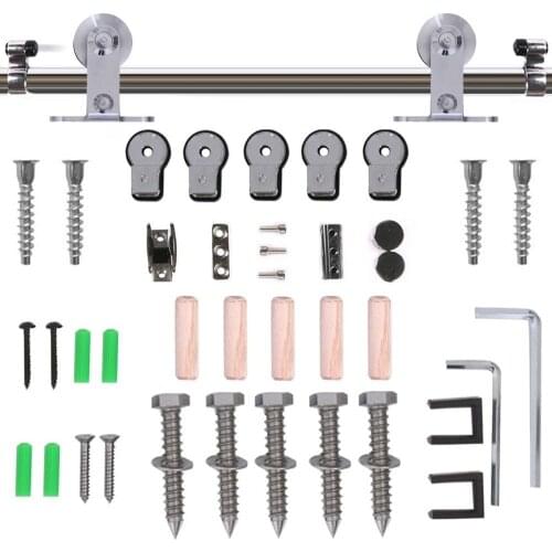 LWZH Stainless Steel Sliding Barn Door Hardware Basic Track Hardware Kit T-Shaped with Big Roller Track Roller for Interio
