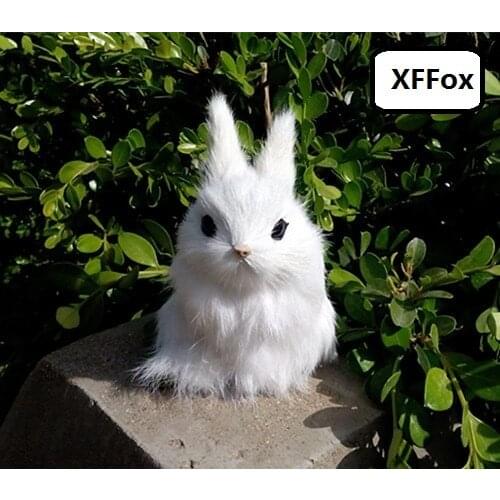 Small cute real life rabbit model plastic&furs white rabbit doll home decoration gift about 12x8cm xf1947