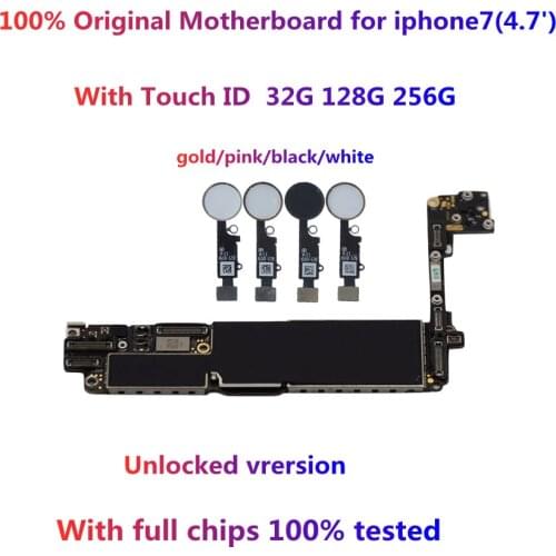 For iphone 7 motherboard rose gold With Touch ID. free icloud for iphone 7 motherboard originald 256gb 128gb 32gb .good tested