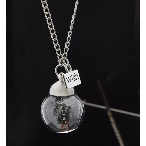 Fashion Wish Necklaces Real Natural Seed Crystal Necklace Round Glass Pendants Necklace Chain Choker Necklace For Women