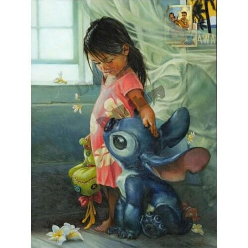 5D Diy Diamond Painting Embroidery Pattern cartoon girl with animals full drills 3d Cross Stitch Kits mosaic Wall Sticker kidsg room Home Decoration kids gifts