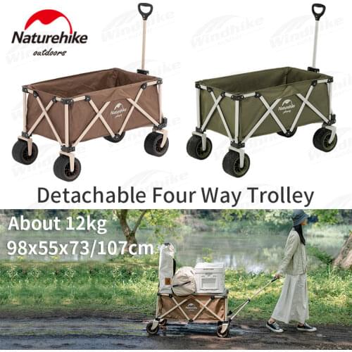 Naturehike Camping 140L Folding Luggage Cart 600D Oxford Cloth 120kg Bearing Big Space Storage Outdoor Portable Four Way Trolley