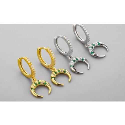 New Retro Tribe Crescent Earrings Gold Plated Zircon Moon Ear Buckle Suitable for Feminine Geometric Gold Jewelry Gifts