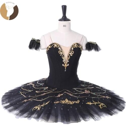 FLTOTURE Adult Black Ballet Tutu Dresses 12 Layers Pancake Skirt Black Swan Competition Tutu Dresses Custom Made YGAP Costumes