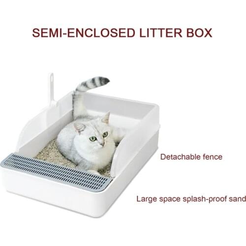 Pet Semi-enclosed Litter Box Anti-cracking Durable Removable Splash-proof Plastic Cat Toilet Dog Potty Training-kit Pet Supplies