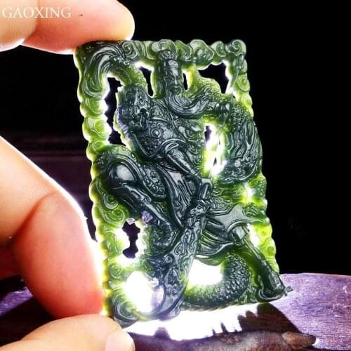 Natural Xinjiang Hetian Jade Wu God of Wealth Hand-carved Men and Women Jade Pendant Pendant Guan Gong Jade Jewelry