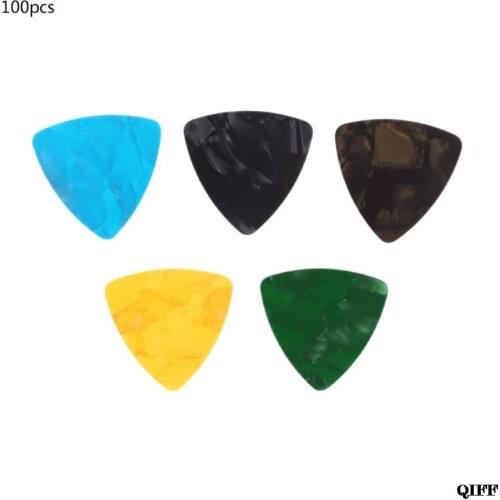 Drop Ship&Wholesale Guitar Pick Plectrum 100pcs Triangle Celluloid Instruments 0.46mm Random Color APR28