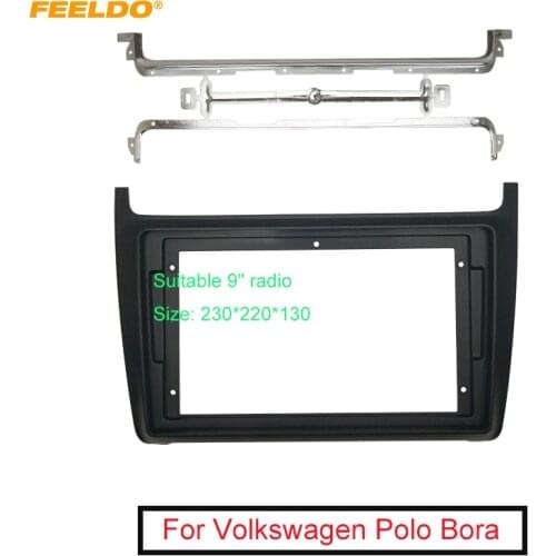 FEELDO Car Audio 9" Big Screen DVD Fascia Frame Adapter For Volkswagen Polo Bora 2Din Dash Installation Panel Frame Kit