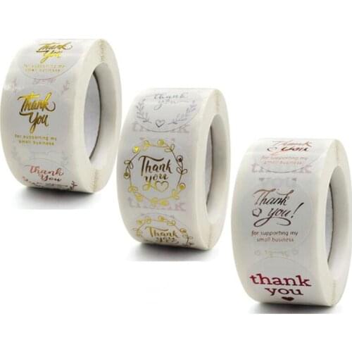 Multicolor Bronzing Thank You Stickers Labels White Color Paper Decoration Scrapbook Sticker Sealing Stationery Supply 100PCS