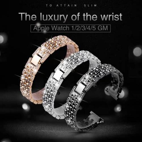 Stainless steel Strap For Apple watch 6 band 44mm 40mm iwatch serice 5 4 3 women diamond band for apple watch strap 38mm 42mm