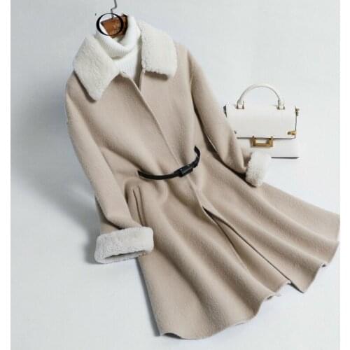 Wool Coat Female Double-Sided Alpaca Woolen Jackets Long Women Cashmere Coats 2020 Korean Autumn Winter Jacket XFY125AY