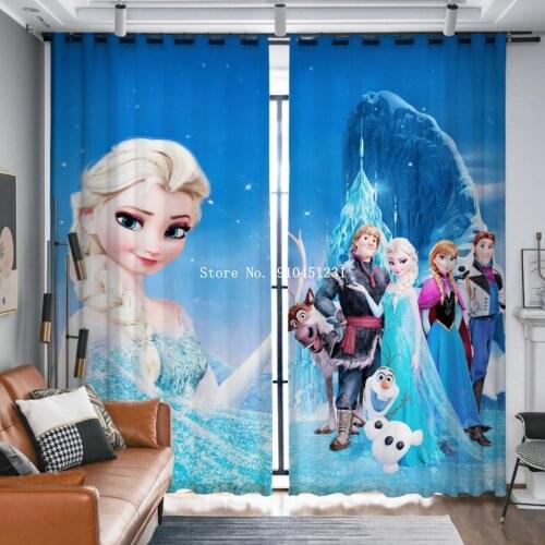 Disneys new digital printed brushed shading curtains Frozen 2 Elsa Princess custom curtain Living Room Bedroom Child room Decor
