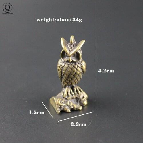 Cute Copper Owl Keychain & Pendant Women Girls Key Ring Holder Owl Sculpture Solid Brass Animal Statues Key Chains Jewelry Gift