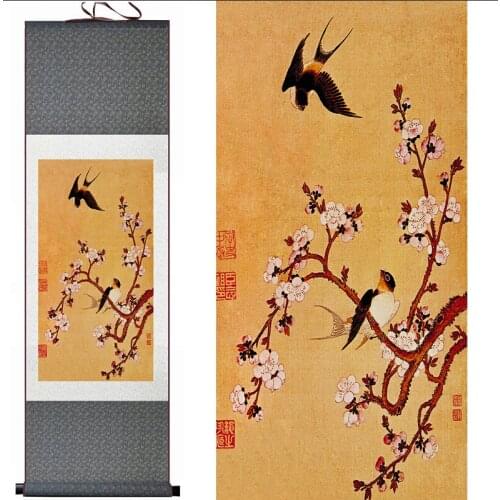 Plum blossom Painting Home Office Decoration Chinese scroll painting birds painting birds and flower paintingPrinted painting