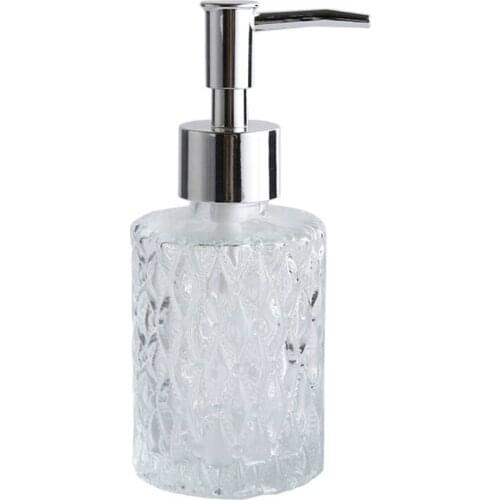 M4YA 160ml Glass Hand Soap Dispenser Clear Diamond Design Refillable Lotion Bottle