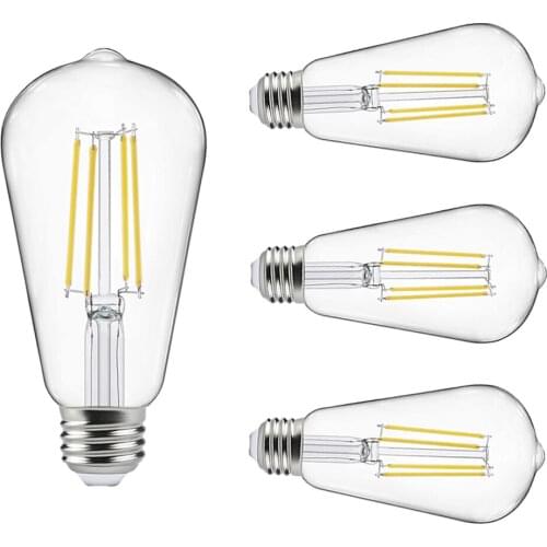 LED Blub E27 ST64 Retro Edison Filament Lamp Warm/Cold White 2/4/6/8W AC220V 360Degree Clear Glass Shell Candle Light 4pcs/lot