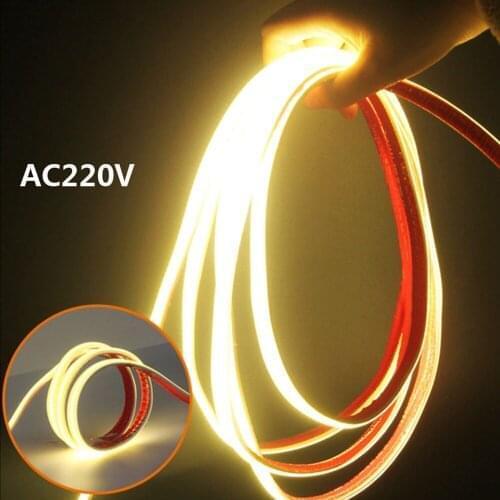 High Density FOB COB LED Strip 280LEDs/m Flexible COB LED Lights DC220V RA90 3000K 4000K 6000K LED Tape EU Plug