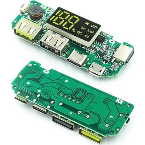 LED Dual USB 5V 2.4A Micro/Type-C USB Mobile Power Bank 18650 Charging Module Lithium Battery Charger Board Circuit Protection