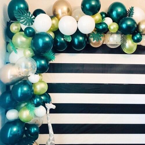 Summer Green Balloons Wedding Decor Chrome Gold Balloons Arch Bridal Baby Shower Decorations Wild One Jungle Safari Birthday
