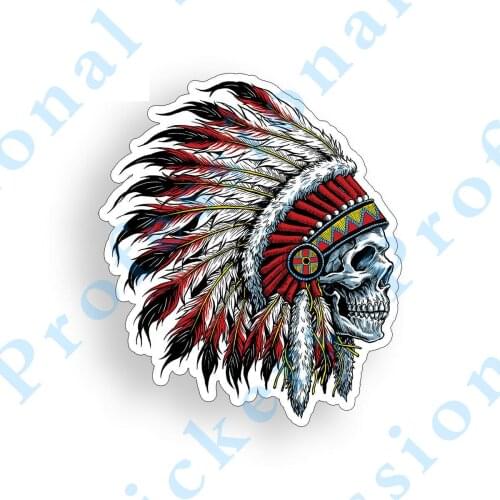 Funny stickers Skull Indian Sticker Headdress Feather Cup Car Vehicle Window Bumper Vinyl Decal Motorcycle Vinyl Decals