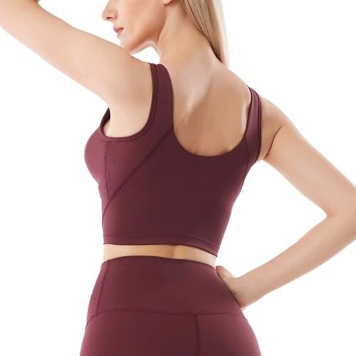 SHINBENE Sexy V-neck Yoga Workout Bra Crop Tops Women Anti-sweat Wireless Plain Gym Fitness Sport Brassiere Nylon Active Wear