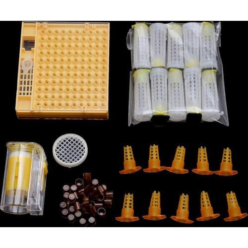 1 Set Beekeeping Rearing System Kit Cultivating Box Plastic Protective Cover Marker Bottle Cages Brown Cell Catcher Bee Tools