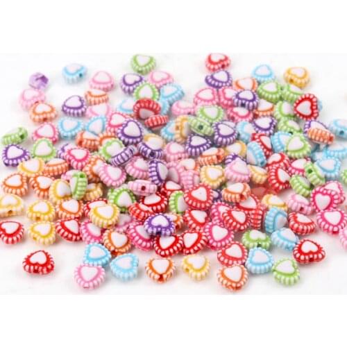 100Pcs Mixed Heart Acrylic Round Spacer Loose Beads For Diy jewelry making Bracelet 7x4mm