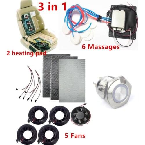 12 v car interior seat four seasons fan air cooling for cars ventilation + fiber heating fan + 6 pneumatic airbag massage cover