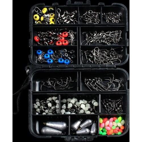 177PCS Fishing Accessories Kit Fishing Crank Hooks Sinker Weights Swivels Snaps Connectors Beads Fishing Tackle Boxes