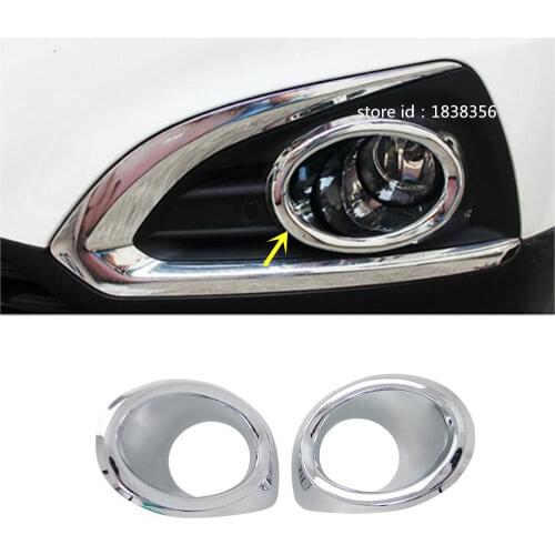 For Peugeot 3008 2013 2014 2015 Car Body Front Fog Light Lamp Detector Frame Stick Styling ABS Chrome Cover Trims 2pcs