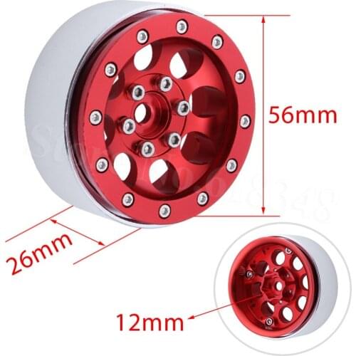 4pcs Aluminum Alloy 1.9" Beadlock Wheel Rims Hub 12mm Hex Heavy Duty for 1/10 RC Traxxas TRX-4 TRX4 Trail Crawler Truck