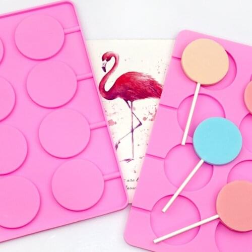 8 Holes Silicone Mold Big Round Lollipop mold Cake Decorating Tools 3D Snack Tool Party Kitchen Tools Bakeware 20 Sticks M143