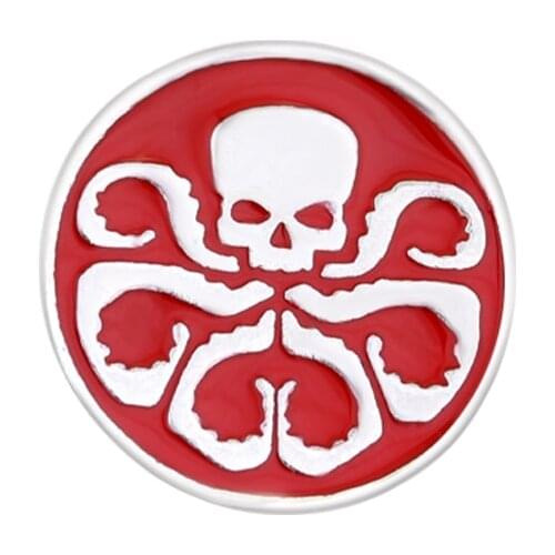 Agents Of Shield S.H.I.E.L.D. Hail Hydra Brooch Red Skull Brooches Round Metal Pins Octopus Enamel Badge Brooch For Movie Fans