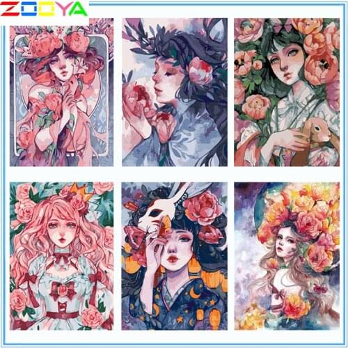 Full Square/Round Drill 5D Diy Diamond Painting Girl 3D Diamond Embroidery Portrait Mosaic Flower Home Decor Holiday Gift Bh025