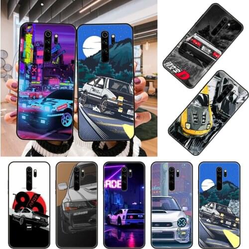 Phone Case For Xiaomi Redmi Note 8 8T 7 7A 9 9A 9S 8A 4 5 6 Pro Black Cover Prime Tpu Hoesjes Luxury Etui Art Japan AE86 Car