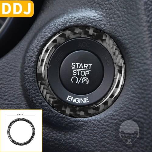 For Dodge Charger 2011-2014 Carbon Fiber Interior Sticker LD SRT8 Ignition Start Stop Button Frame Cover Ring Car Accessories