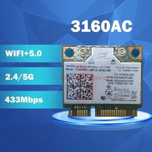 Dual Band Wireless-AC3160 3160HMW AC 3160AC Half Mini PCI-e BT4.0+433M wifi card SPS:710662-001 for HP 430 450 470 G2 laptop