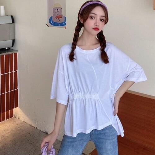 Women Fashion Solid T Shirt Summer New Oversized Basic Tees 2021 Casual Loose Tshirt O Neck Female Short Sleeve Tops