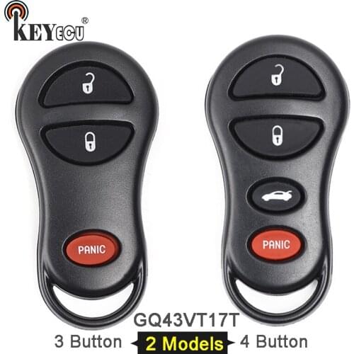 KEYECU 315MHz GQ43VT17T 3 4 Button Remote Key Fob for Chrysler Voyager Town, for Dodge Dakota Durango Grand Caravan Ram 1500