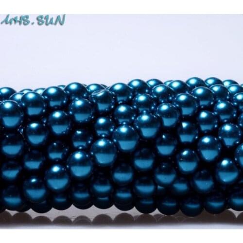 MHS.SUN Loose 3MM-16MM Glass Imitation Pearl For Jewelry Making Dark Blue Round Pearl Beads DIY Spacer Beads Garment Decoration
