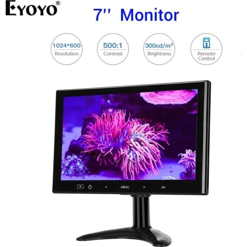 Eyoyo EM07K 7" TFT Portable Computer TV Mini Monitor PC 1024X600 LCD Display Screen With HDMI AV VGA for Security Camera DVD DVR