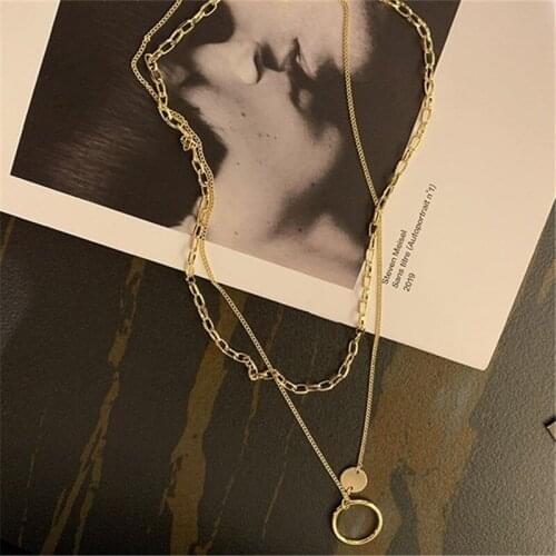 Miuoxion Retro Circle Wafer Double Necklace Fashion Personality Punk Jewelry For Women Feature Nmour Charm Gift All Seasons