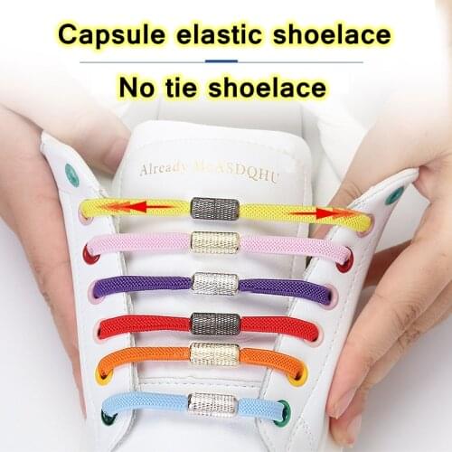 Fashion Elastic Shoelace Capsule With Lock Shoelaces Flats No Tie Shoelace Quick Sneakers Shoe Laces Kids Adult Women Men Laces