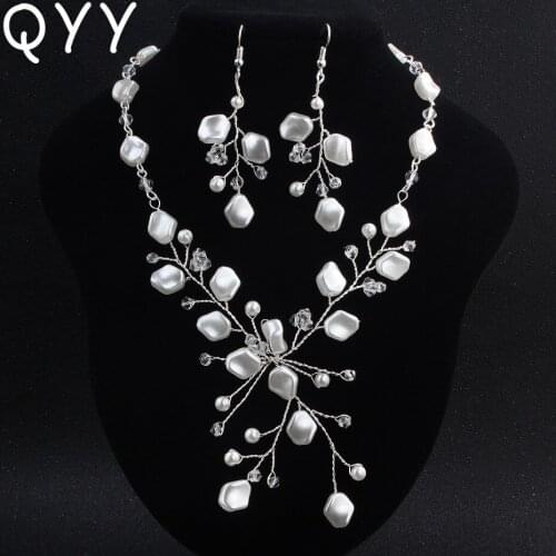 Fashion Handmade Bridal Jewelry Sets Acrylic Necklace Earrings Sets Austrian Crystal Wedding Women Dress Accessories