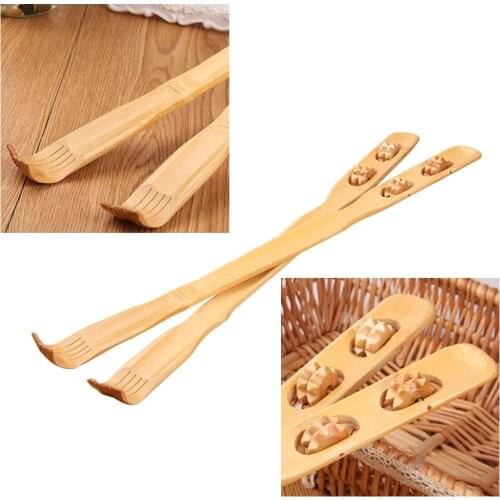 New Long Wooden Itch Massage Roller Body Stick Roller Back Scratcher Bamboo Massager Back Scratcher Body Treatment rop Shipping