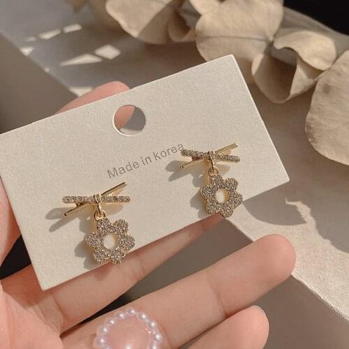 Huge Bud Korean Flower Earrring for Women Girl Bling AAA Zirconia Pendant Stud Earring Wedding Jewelry Charm Brincos Bijoux Gift