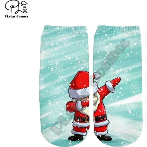 PLstar Cosmos Drop shipping Christmas Santa Claus 3D Printed Women/men/boy/girl Cartoon Colorful Funny Short Ankle Socks Style-1
