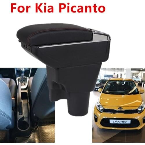 For Kia Picanto Armrest box central Store content Picanto armrest box with cup holder ashtray with USB interface