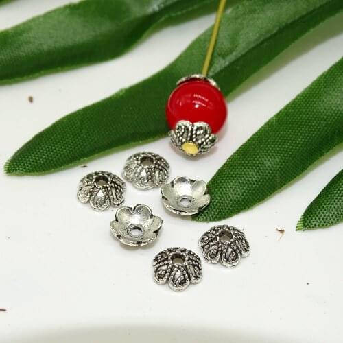 Lovely Tibetan Silver Tone Flower Bead Caps For DIY Beads Findings