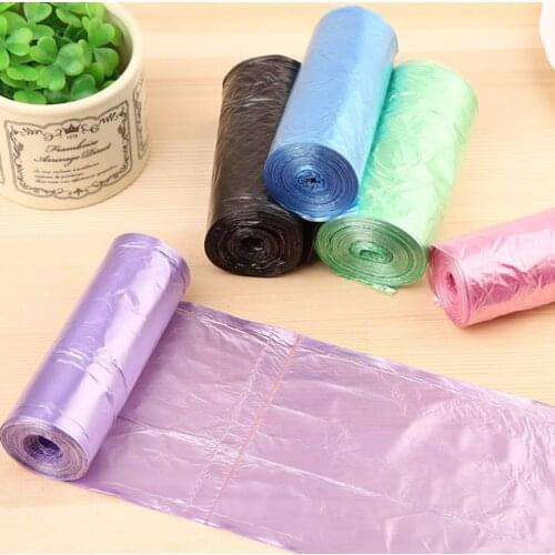 A Roll of 30pcs High Quality Thick Colored Garbage Bags One Time Reinforced Kitchen Bathroom Household Point Break Plastic Bag